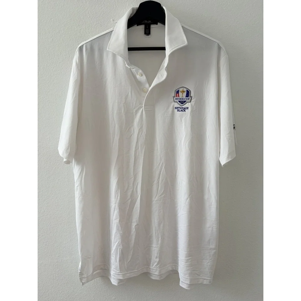 RLX Ralph Lauren 2025 Ryder Cup Bethpage Black Men's White Golf Polo Shirt L